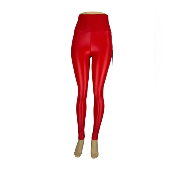 Carbon38 Womens Small Legging Takara Shine Red High Rise Nylon Lycra Gym NWT - Picture 2 of 9